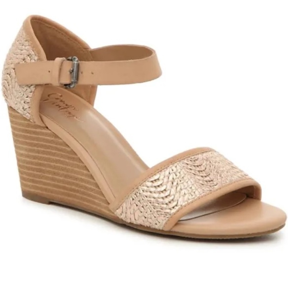 Crown Vintage “Courtney” Sandal Wedge in Tan Copper SZ 8.5